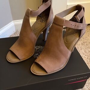 Vince Camuto Brown Peep-Toe High Heel Sandals